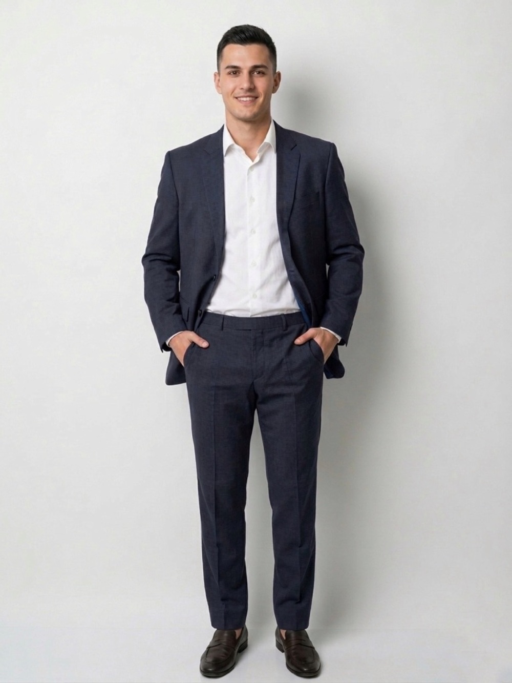 153 HUGO BOSS Men's Huge4/ Genius 3 Two-Piece Suit [Blazer + Pant] - Blue, 46R